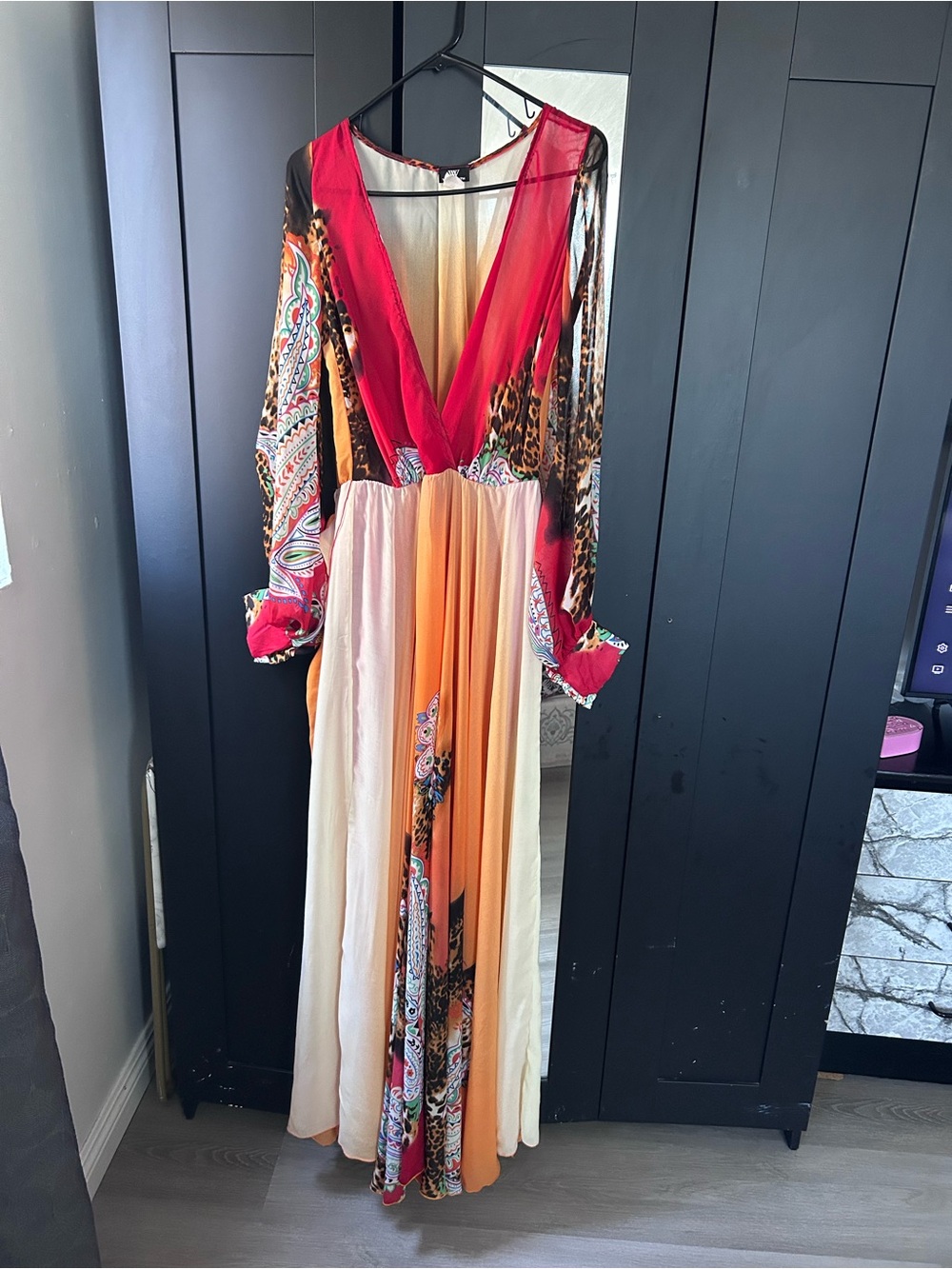 Va Va Voom Multicolor Deep V-Neck Maxi Dress